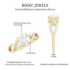 1.75 CT Round Cut Solitaire Zircon Crossover Engagement Ring
