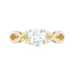 1.75 CT Round Cut Solitaire Zircon Crossover Engagement Ring
