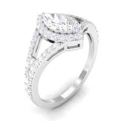 1.75 CT Split Shank Marquise Cut Zircon Engagement Ring