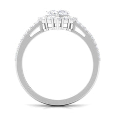 2 CT Zircon Heart Engagement Ring with Halo and Side Stones