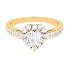 2 CT Zircon Heart Engagement Ring with Halo and Side Stones