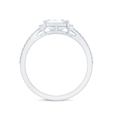 2 CT Octagon Cut Solitaire Zircon East West Engagement Ring