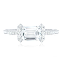 2 CT Octagon Cut Solitaire Zircon East West Engagement Ring