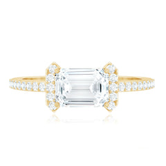 2 CT Octagon Cut Solitaire Zircon East West Engagement Ring