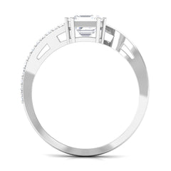1.75 CT Asscher Cut Solitaire Zircon Bypass Engagement Ring