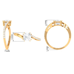 1.75 CT Asscher Cut Solitaire Zircon Bypass Engagement Ring