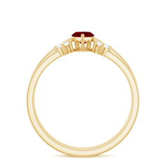 Certified Real Marquise Ruby Solitaire Ring Set with Moissanite