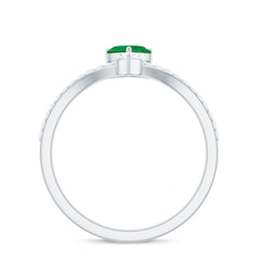 Designer Emerald Heart Engagement Ring with Diamond