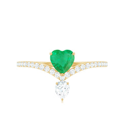 Designer Emerald Heart Engagement Ring with Diamond