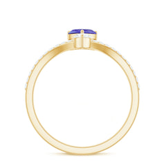 Certified Real Heart Shape Tanzanite Chevron Engagement Ring with Diamond