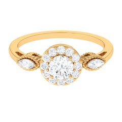 Classic Round Zircon Engagement Ring in Gold
