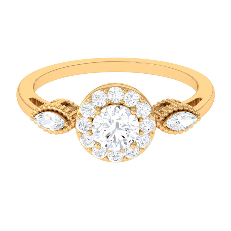 Classic Round Zircon Engagement Ring in Gold