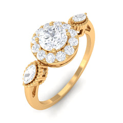 Classic Round Zircon Engagement Ring in Gold