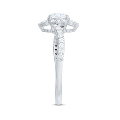 1.75 CT Bypass Shank Round Zircon Flower Engagement Ring