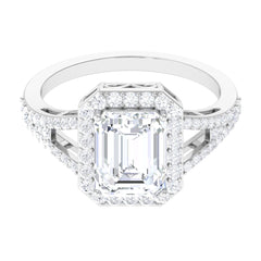 5 CT Split Shank Octagon Cut Zircon Statement Engagement Ring