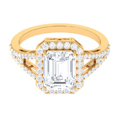 5 CT Split Shank Octagon Cut Zircon Statement Engagement Ring
