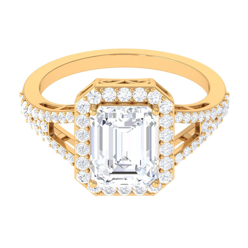 5 CT Split Shank Octagon Cut Zircon Statement Engagement Ring