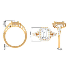 5 CT Split Shank Octagon Cut Zircon Statement Engagement Ring