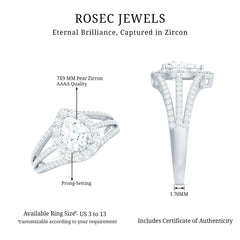 2.50 CT Split Shank Zircon Teardrop Engagement Ring