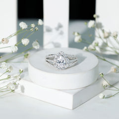 2.50 CT Split Shank Zircon Teardrop Engagement Ring