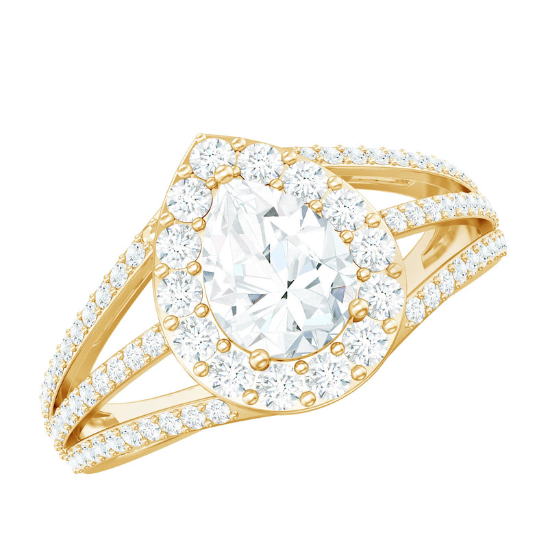 2.50 CT Split Shank Zircon Teardrop Engagement Ring