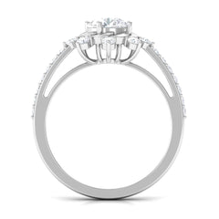 1.75 CT Round Zircon Designer Engagement Ring in Gold
