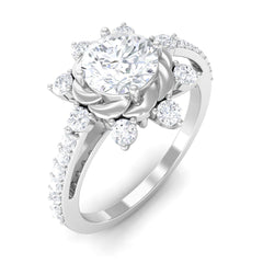 1.75 CT Round Zircon Designer Engagement Ring in Gold