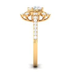 1.75 CT Round Zircon Designer Engagement Ring in Gold