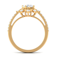 1.75 CT Round Zircon Designer Engagement Ring in Gold