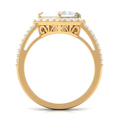 Classic Princess Cut Zircon Engagement Ring with Side Stones