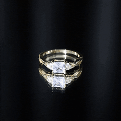 1.25 CT Princess Cut Cubic Zirconia Crossover Engagement Ring