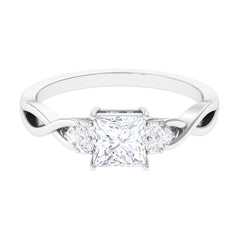 1.25 CT Princess Cut Cubic Zirconia Crossover Engagement Ring