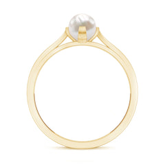 Elegant Bead Set Freshwater Pearl Solitaire Promise Ring with Diamond