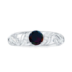 Natural Black Opal Vintage Inspired Engagement Ring