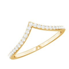 Moissanite Chevron Wedding Ring with Certificate