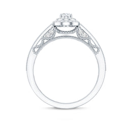 Vintage Inspired Lab Grown Diamond Double Halo Engagement Ring