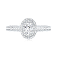 Vintage Inspired Lab Grown Diamond Double Halo Engagement Ring