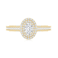 Vintage Inspired Lab Grown Diamond Double Halo Engagement Ring