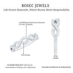 Pave Set Lab Grown Diamond Infinity Wedding Band
