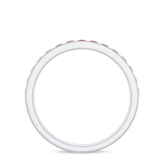 Natural Ruby Half Eternity Anniversary Ring in Channel Set
