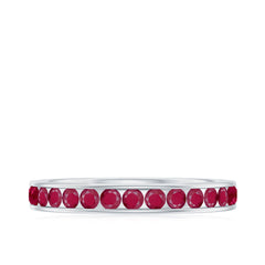 Natural Ruby Half Eternity Anniversary Ring in Channel Set