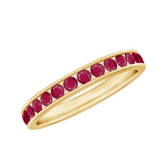 Natural Ruby Half Eternity Anniversary Ring in Channel Set