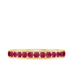 Natural Ruby Half Eternity Anniversary Ring in Channel Set