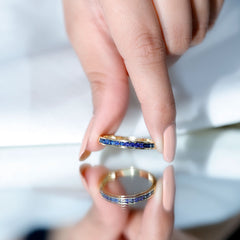 1/2 CT Channel Set Blue Sapphire Half Eternity Ring for Women