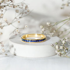 1/2 CT Channel Set Blue Sapphire Half Eternity Ring for Women