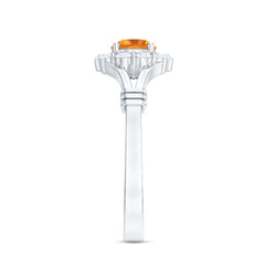 Genuine Citrine Diamond Flower Engagement Ring with Split Shank