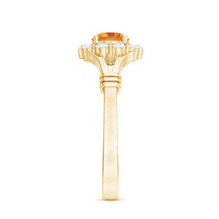 Genuine Citrine Diamond Flower Engagement Ring with Split Shank