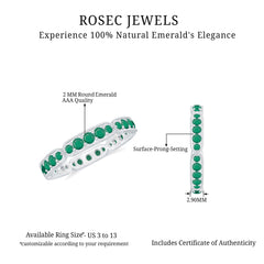 Natural Emerald Eternity Wedding Band with Milgrain Detail