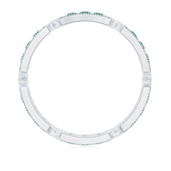 Natural Emerald Eternity Wedding Band with Milgrain Detail