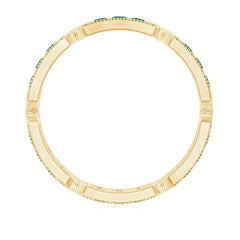 Natural Emerald Eternity Wedding Band with Milgrain Detail